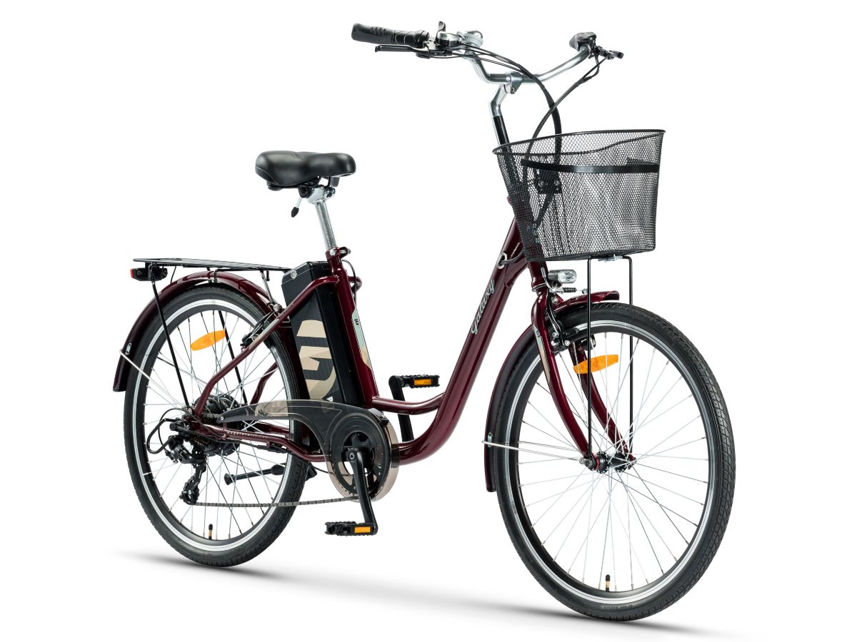 Električni bicikl 26" BARCELONA (250W 36V/10.4Ah lithium) bordo