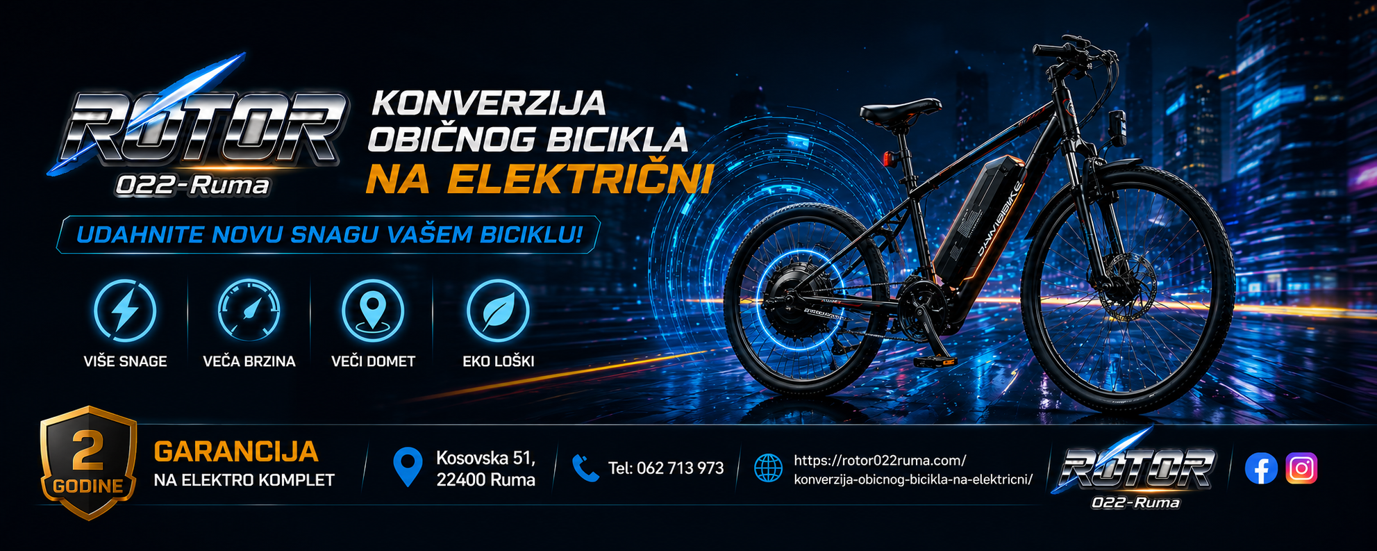 Konverzija običnog bicikla na električni - Rotor 022 Ruma